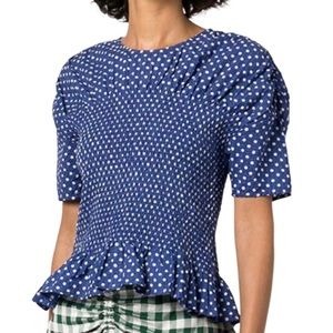 NWT Baum Und Pferdgarten Blue/white Mynowa smocked polka-dot top - Sz S